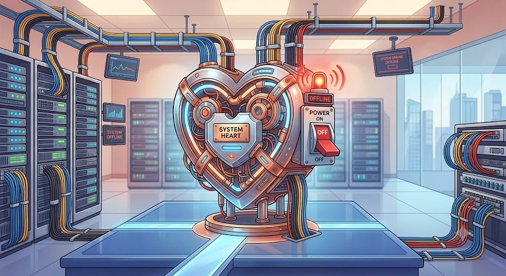 A heart server rack switch flipped to off